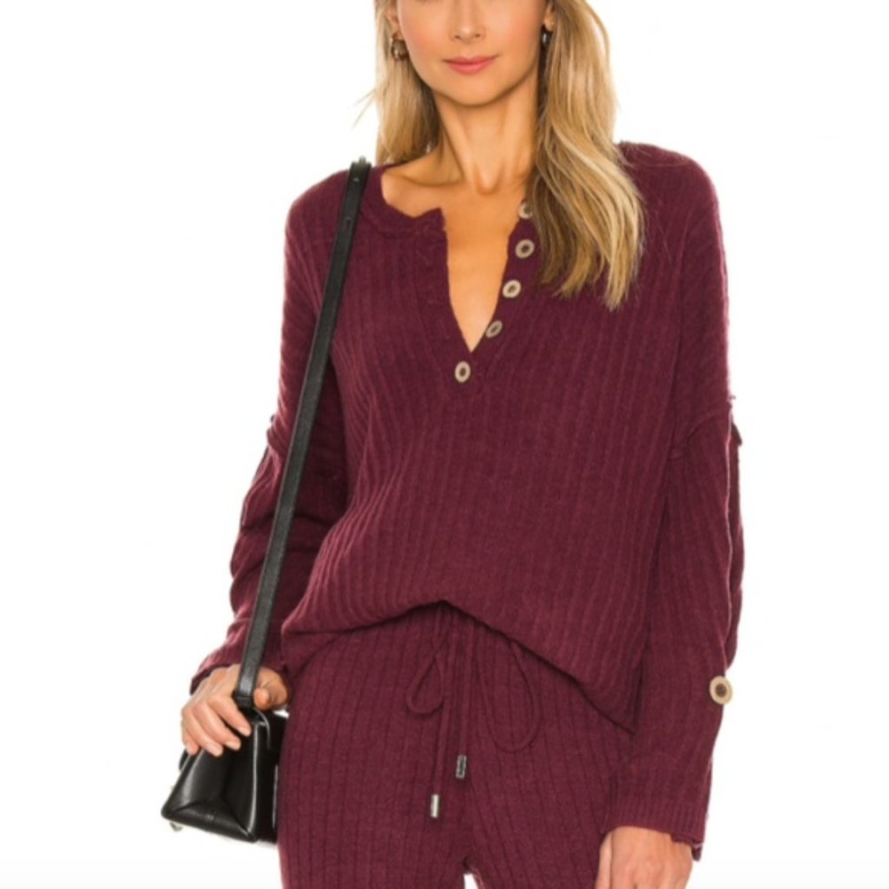 Free People Around the Clock Pullover Wine Sweater